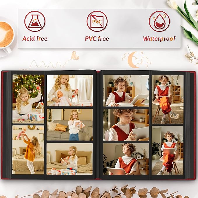 Popotop Photo Album 4x6 600 Pockets for Wedding Gifts,Linen Hardcover Picture Albums for Family Anniversary Baby Vacation Pictures