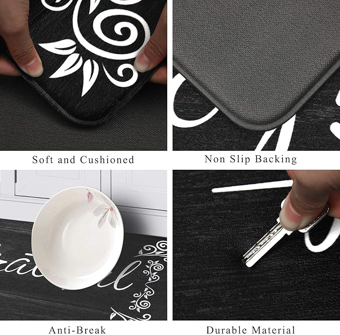 HEBE Anti Fatigue Kitchen Mat Set of 2 Non Slip Cushioned Kitchen Mats - Image 4
