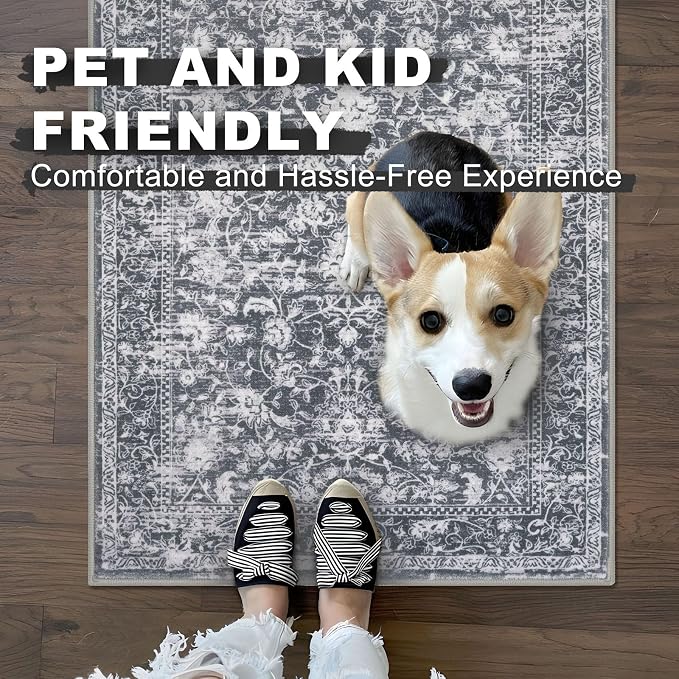 KILOCOCO Small Area Rug 2x3 Entryway Rugs Printed Vintage Floral Washable Rug - Image 4