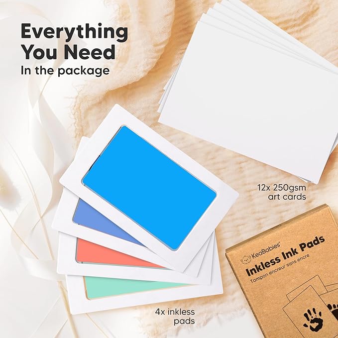 4-Pack Inkless Baby Hand and Footprint Kit - Mess Free Ink Pad for Newborn Keepsake, Dog Nose & Paw Print Kit, Clean Touch Ink Pad for Baby Hand & Footprints, Ideal New Mom Gifts (Popsicle)