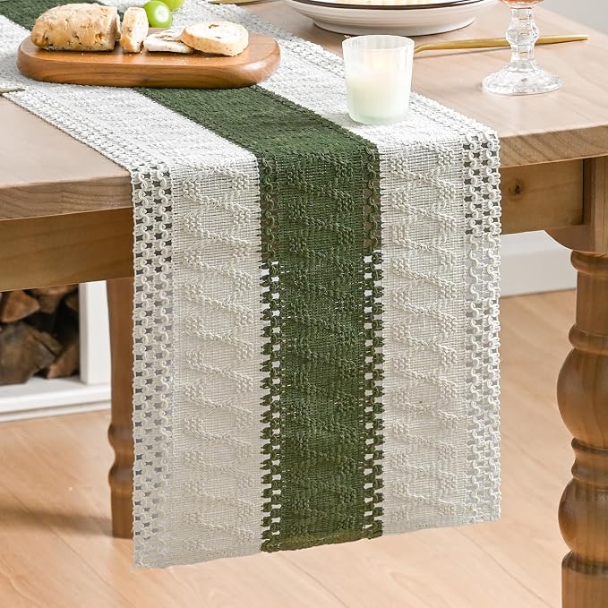 Artoid Mode Army Green Farmhouse Rustic Table Runner 12x48 Inch | Seasonal by ArtoidMode