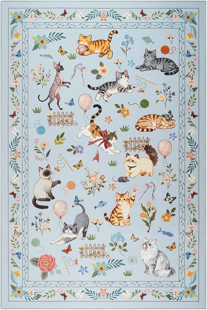 Unirea 8x10 Light Blue Grey Cat Area Rugs - Image 2