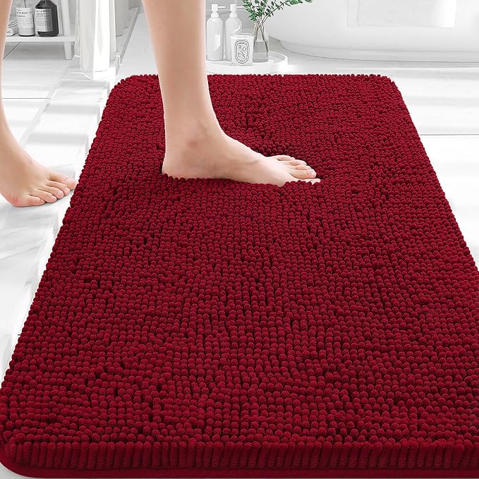 OLANLY Bathroom Rugs 30x18, Extra Soft Absorbent Chenille Bath Rugs, Rubber by OLANLY