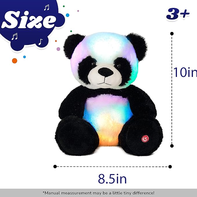 Cuteoy Glowing LED Panda Light-up Nightlight Toys Musical Plush Stuffed Animal Soft Singing Lullabies Birthday Christmas Plushies Gifts for Kids Boys Girls,10"