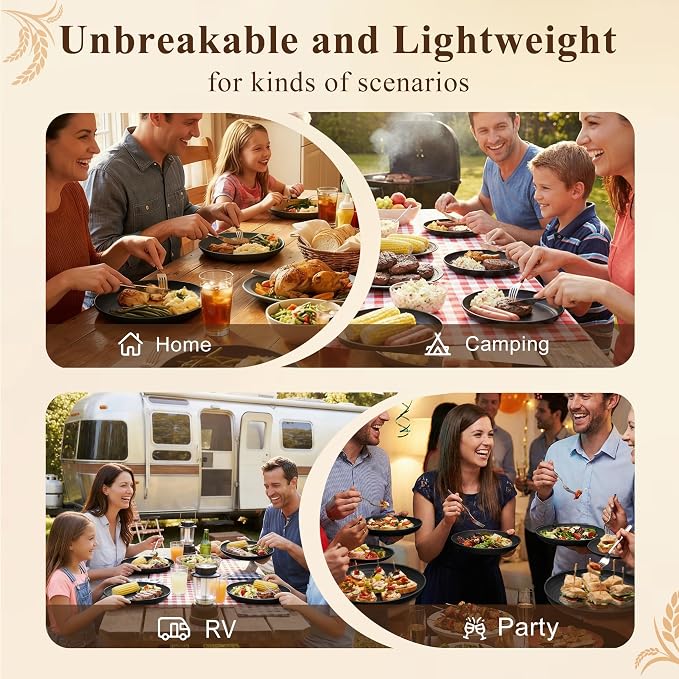 Dinner Plates Set 10 Inch, Unbreakable Wheat Straw Plates 8 PCS, Alternatives - Image 7