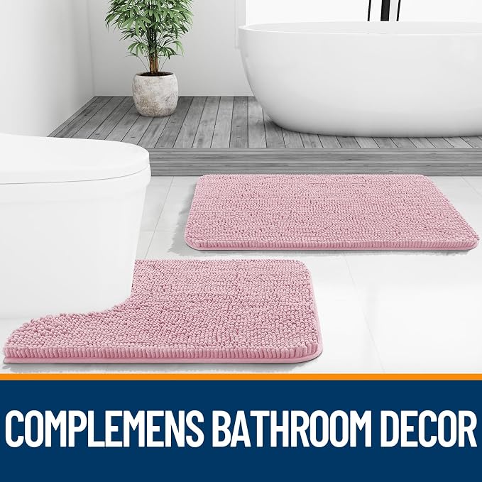 OLANLY Bathroom Runner Rugs 44x24, Soft Absorbent Chenille Bath Rugs, Rubber - Image 7