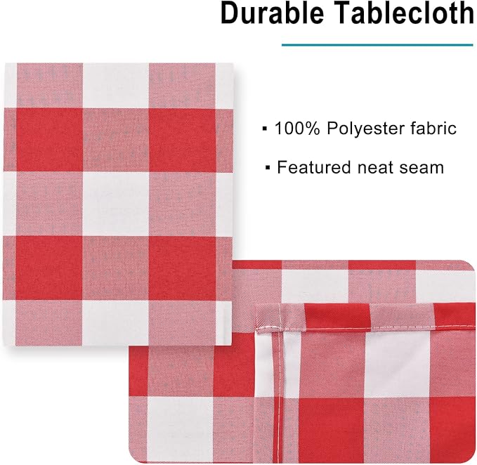 Checkered Tablecloth Square, 70 x 70 Inch - Image 4