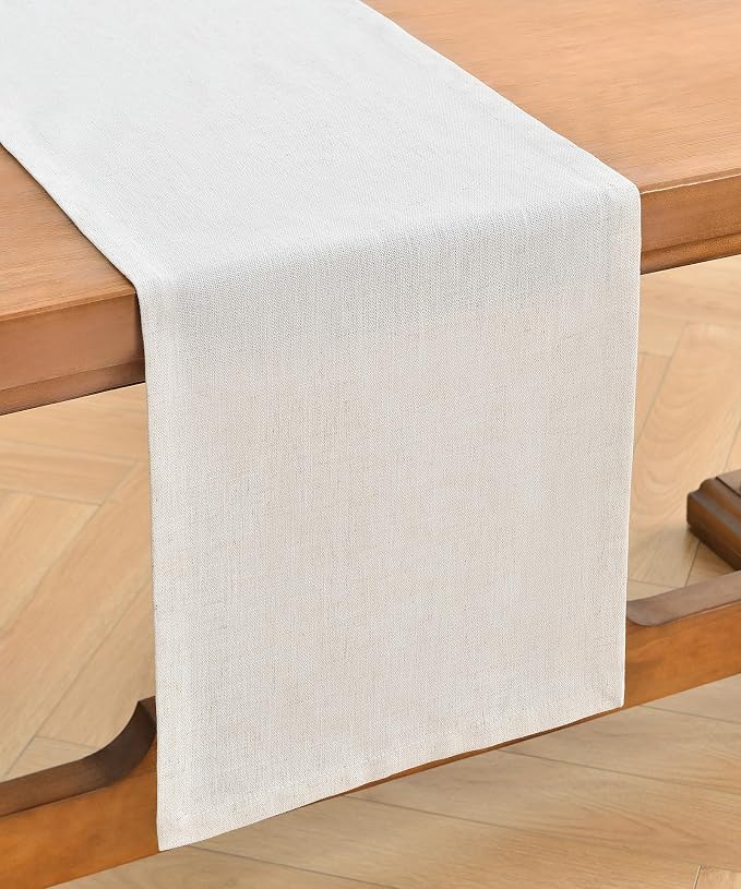 Wracra Linen Table Runner, Burlap Cream Table Runners 90 Inches Long | Rich - Image 7