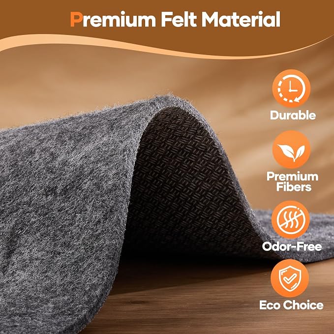 Veken Non Slip Cushioned Rug Pad Gripper 10 x 14 Ft, Felt and Silicone Backing - Image 8