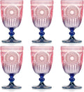 XUWAIDSGN 6Pcs Plastic Vintage Wine Glasses 13.5oz Reusable Embossed Goblet by XUWAIDSGN