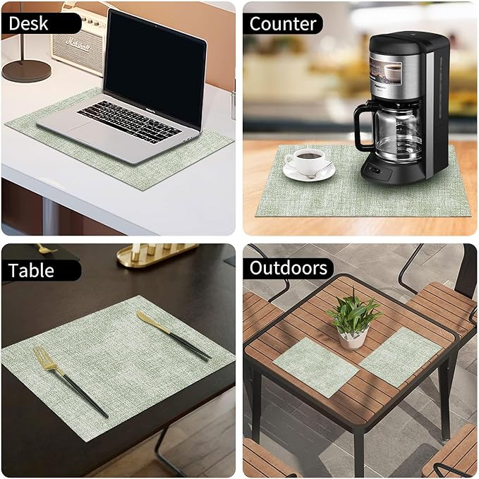 Faux Leather Heat Resistant Placemats 12 Packs, Waterproof Wipeable Dining PU - Image 9