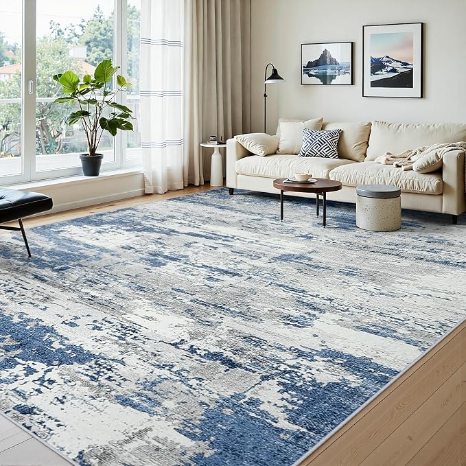 Area Rugs 9x12 Living Room: Large Soft Washable Rug Modern Abstract Anti-Skid - Image 2