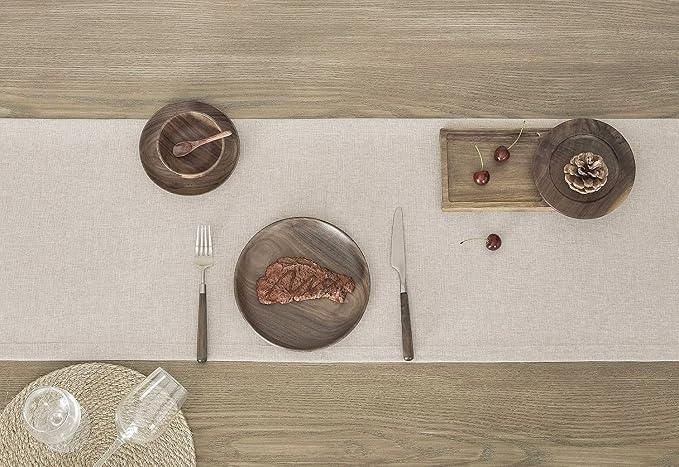 Basic Linen Style Table Runner, 14x72 Inch Light Tan | Mitered Corner Design - Image 3