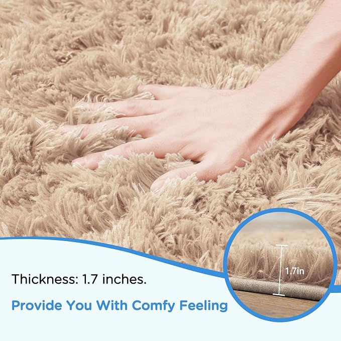 9x12 Beige Area Rugs for Living Room, Large Fluffy Shag Rug for Bedroom Boys - Image 5