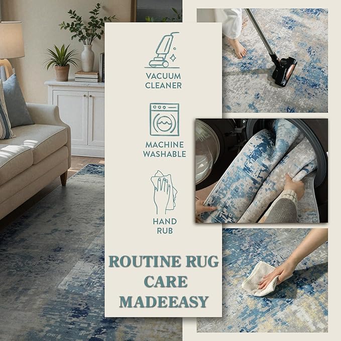 Lahome Modern Abstract Washable Area Rugs 5x7, Soft Living Room Rug Non Slip - Image 6