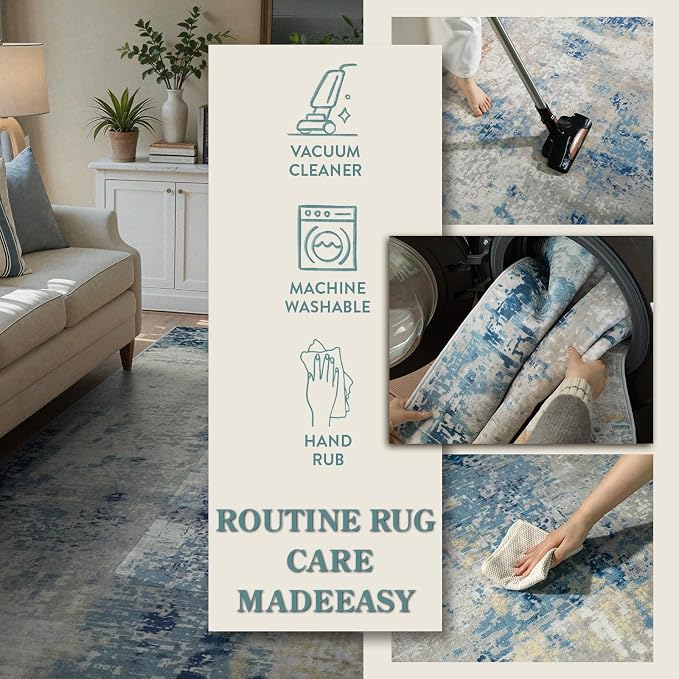 Lahome Modern Abstract Living Room Rug, Washable 8x10 Area Rugs - Image 6