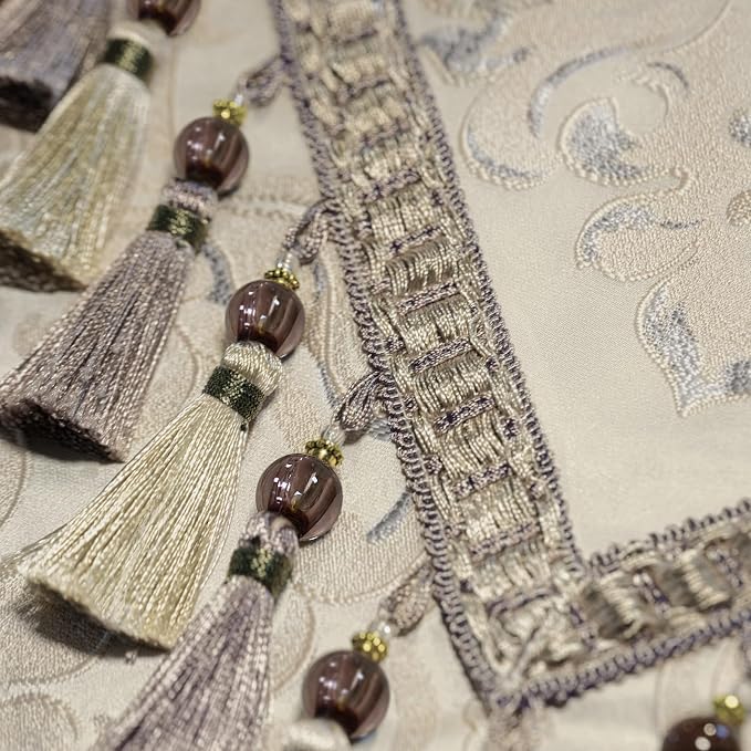 Loom and Mill Luxury Jacquard Table Runner 108 Inches Long, Light Apricot | - Image 5