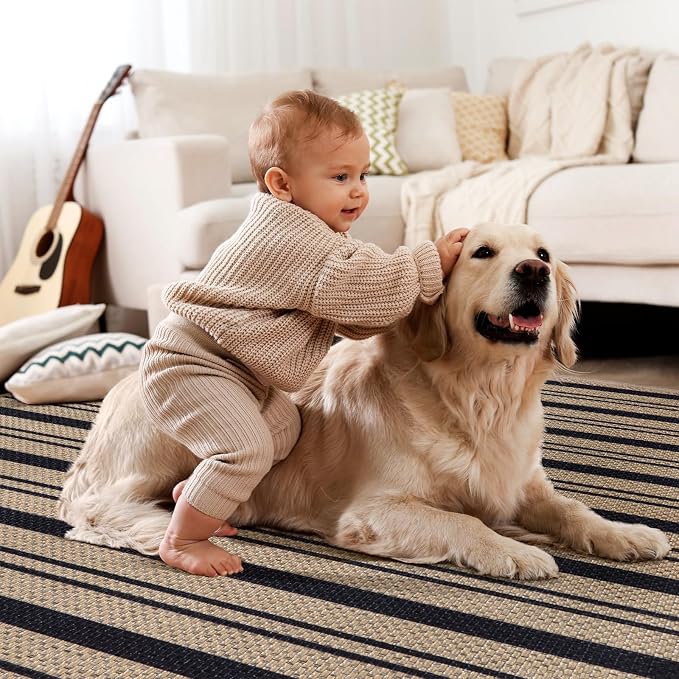 Tangsoo Stripe Easy Jute Rug, Ultra Thin 2x3 Outdoor Rug - Image 9
