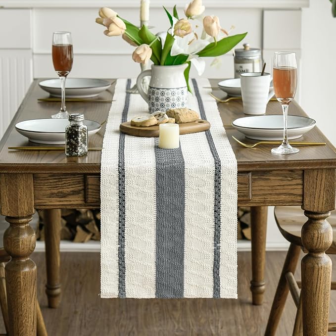 Artoid Mode Dark Green Rustic Woven Table Runner 12x120 Inch | Holiday - Image 2