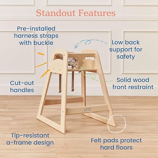 ECR4Kids ASATT High Chair, Toddler Chair, Antique White