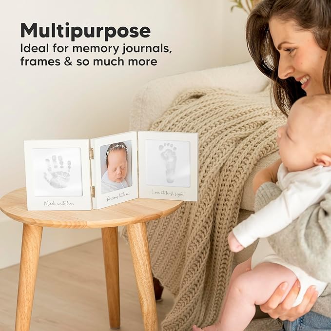 1-Pack Inkless Baby Hand and Footprint Kit - Mess Free Ink Pad for Newborn Keepsake, Dog Nose & Paw Print Kit, Clean Touch Ink Pad for Baby Hand & Footprints, Ideal New Mom Gifts(Silver, Jumbo)
