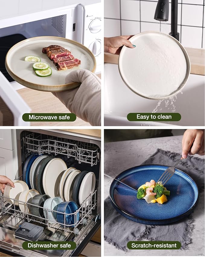 Famiware Star Stoneware Dinnerware Set, Cappuccino White | 7.5" Shallow Pasta - Image 7
