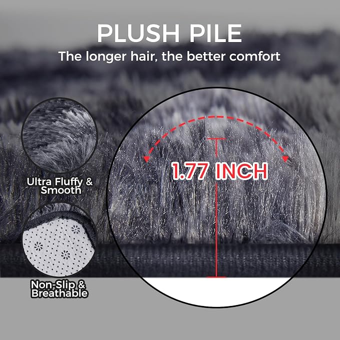 5X8 Ultra Soft Rug for Living Room, Fluffy Shag Area Rug for Bedroom, Modern - Image 5