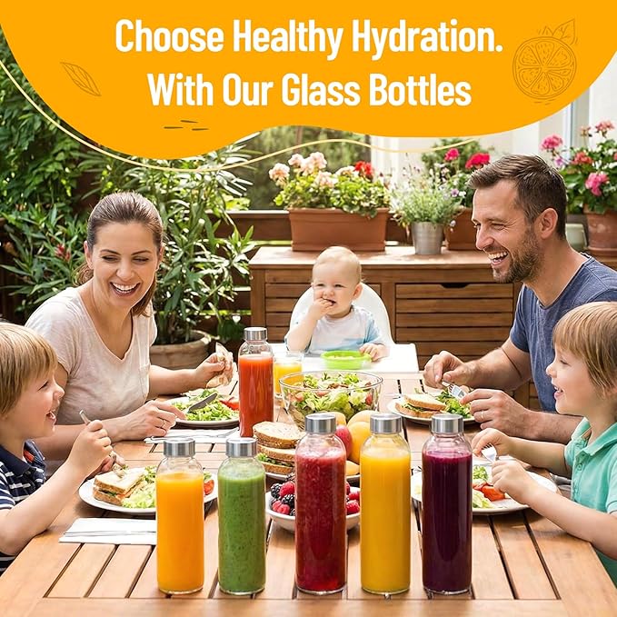 Luxfuel Glass Water Bottles 18 oz, Reusable Glass Bottles - Image 6