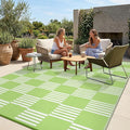 Garvee Waterproof Outdoor Rug 9x12, Checkered Foldable Plastic Straw Patio by Garvee