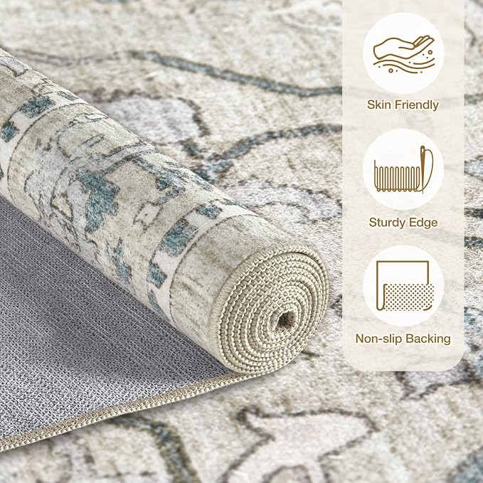 cotiled 8x10 Area Rug Machine Washable Vintage Carpet - Image 2