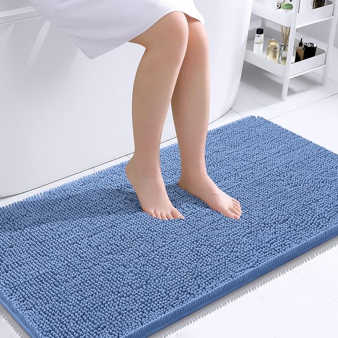OLANLY Large Bathroom Rugs 40x24, Soft Absorbent Chenille Bath Rugs, Rubber by OLANLY