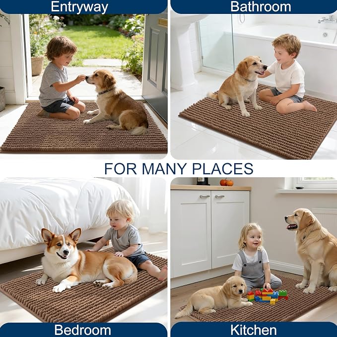 OLANLY Dog Door Mat for Muddy Paws 40x32, Ultra Absorbent Chenille Mud Doormat - Image 8