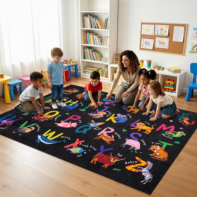 3x5 ABC Classroom Rug for Kids Playroom, Alphabet Rug - Image 3