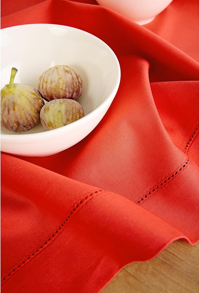 Solino Home Cotton Linen Dining Table Runner Poppy Red Woven, 14 x 108 in | - Image 7