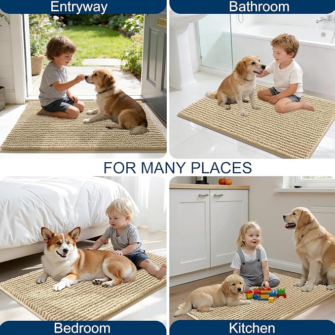 OLANLY Dog Door Mat for Muddy Paws 70x46, Ultra Absorbent Chenille Mud Doormat - Image 8