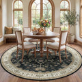 RELEANY Area Rugs Round 7ft Washable Non-Slip, Floral Vintage Distress by RELEANY