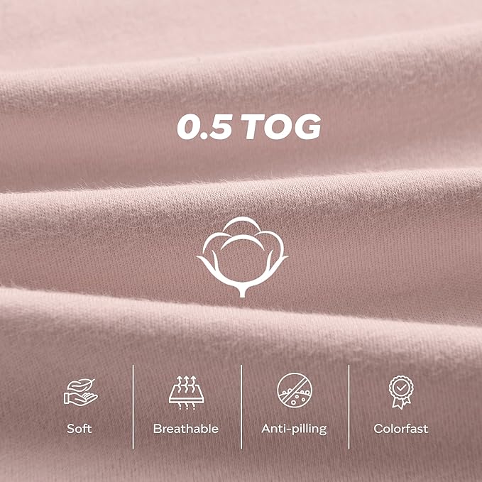 JELLYMONI Baby Sleep Sack 6-12 Months 0.5 Tog Wearable Blanket for Baby, 100% Cotton 3 Pack Infant Toddler Sleeping Sack Lightweight Soft 2-Way Zipper Sleepsack