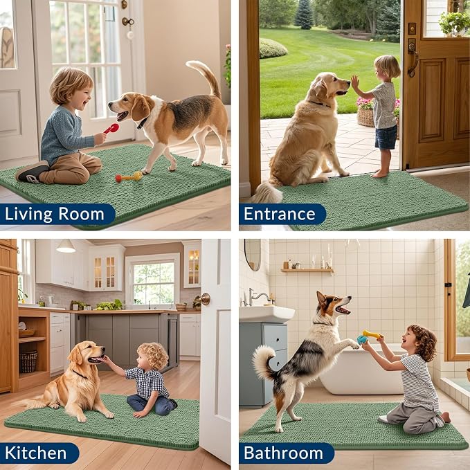 Smiry Dog Door Mat for Muddy Paws 30x20, Absorbent Dirt Trapper, Non-Slip - Image 7