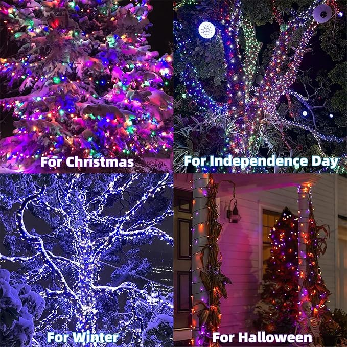 HOME LIGHTING 66ft Christmas Decorative Mini Lights, 200 LED RGB Changing 8 Functional Green Wire Fairy Halloween Lights with Remote Timer, Plug in Indoor Outdoor Xmas Wedding Party Decor