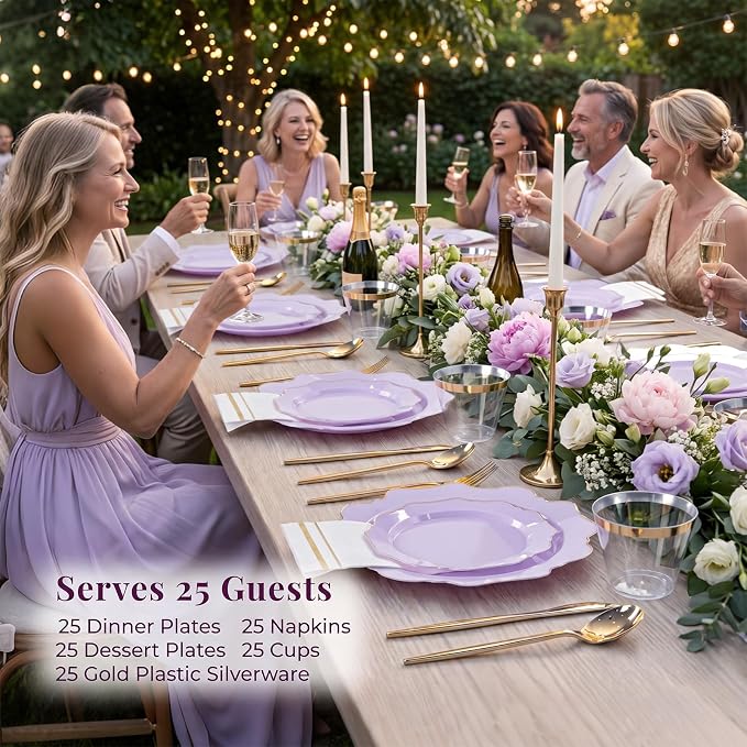 175Pcs Purple Plates Disposable - Image 3