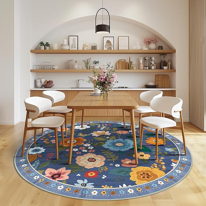 RELEANY Floral 6ft Area Rugs Washable Print Boho Cute Carpet Non Slip Flower - Image 8