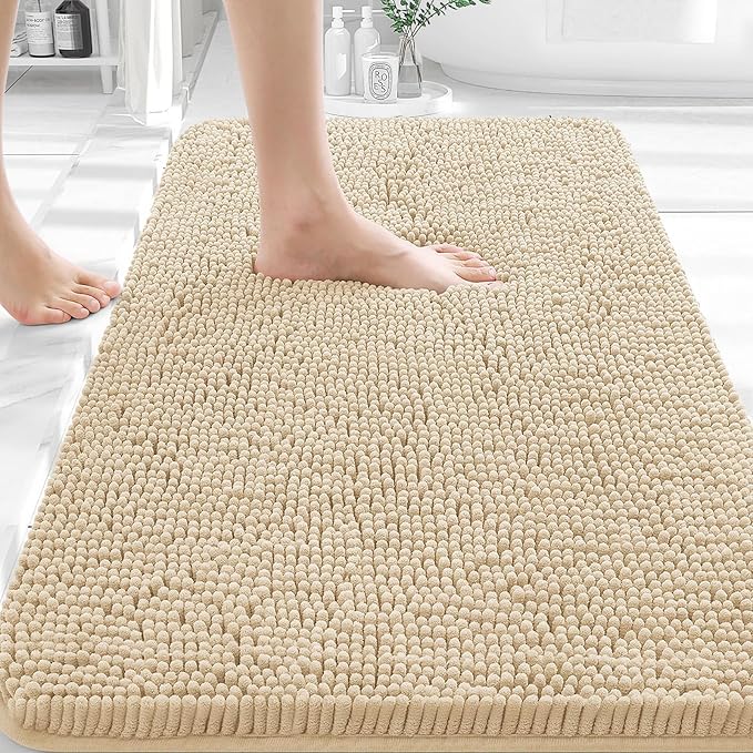 OLANLY Bathroom Rugs 35x24, Extra Soft Absorbent Chenille Bath Rugs, Rubber by OLANLY