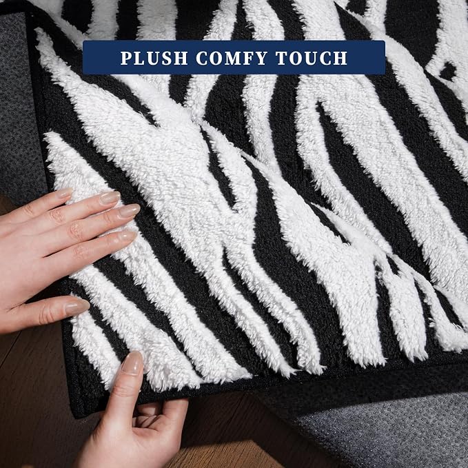 YIHOUSE 8x10 Ft Zebra Area Rugs, Abstract Modern Washable Black and White - Image 6
