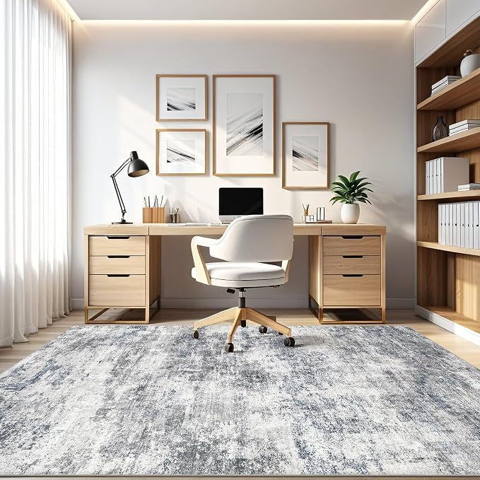 8x10 Area Rugs Living Room: Washable Large Abstract Neutral Modern Soft Rugs - Image 8