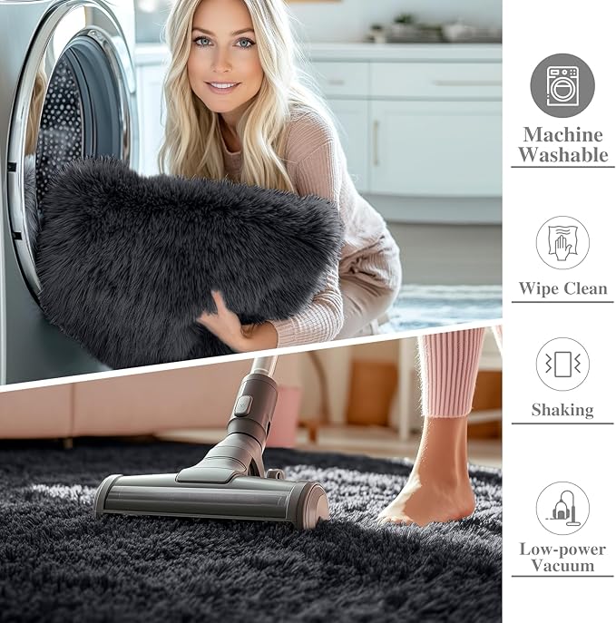 OLANLY 4x7 Area Rugs for Living Room Bedroom, Machine Washable Soft Fluffy - Image 2