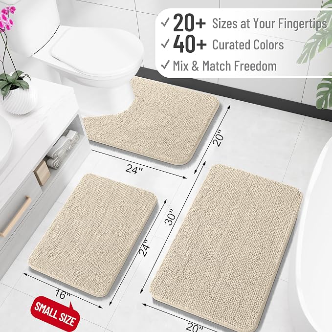OLANLY Large Bathroom Rugs 50x30, Extra Soft Absorbent Chenille Bath Rugs - Image 2