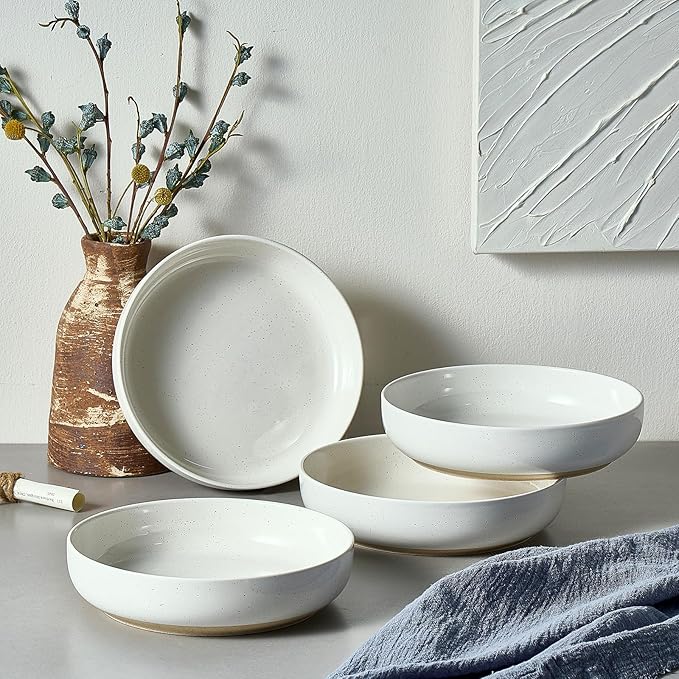 Gencywe 8.3" Pasta Bowls Set of 4, 34 oz Ceramic Salad Bowls, Wide and Shallow - Image 5