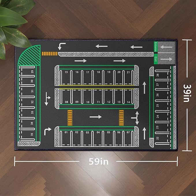 Play Rug for Playroom 59"x39" Traffic System Playmat Car Rugs for Toy Boys Carpet City Pretend Play Non-Slip Washable