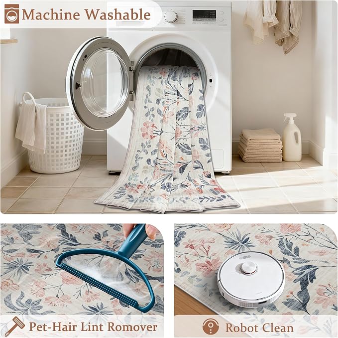 6x9 Area Rugs Washable Rug: Large Boho Living Room Rug Soft Non-Slip Low Pile - Image 4