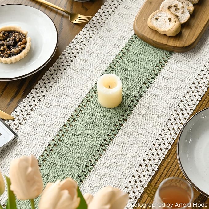 Artoid Mode Light Green Farmhouse Rustic Table Runner 12x48 Inch | Seasonal - Image 4